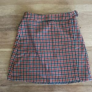 John Galt Orange and Black Plaid Skirt